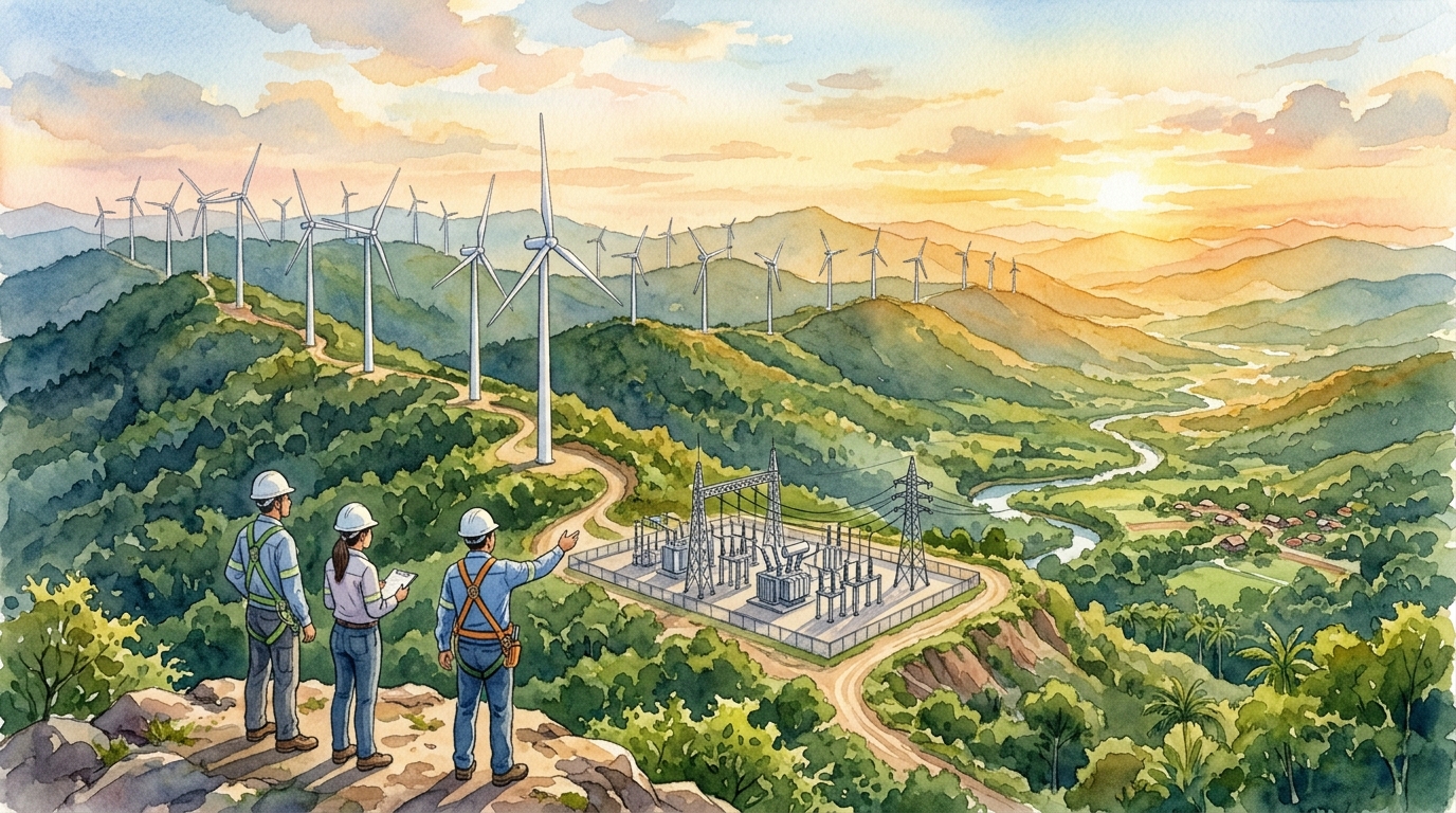モンソン風力発電所など新設クリーンエネルギーが稼働拡大、乾期の電力輸出と国内産業への安定供給を両立へ