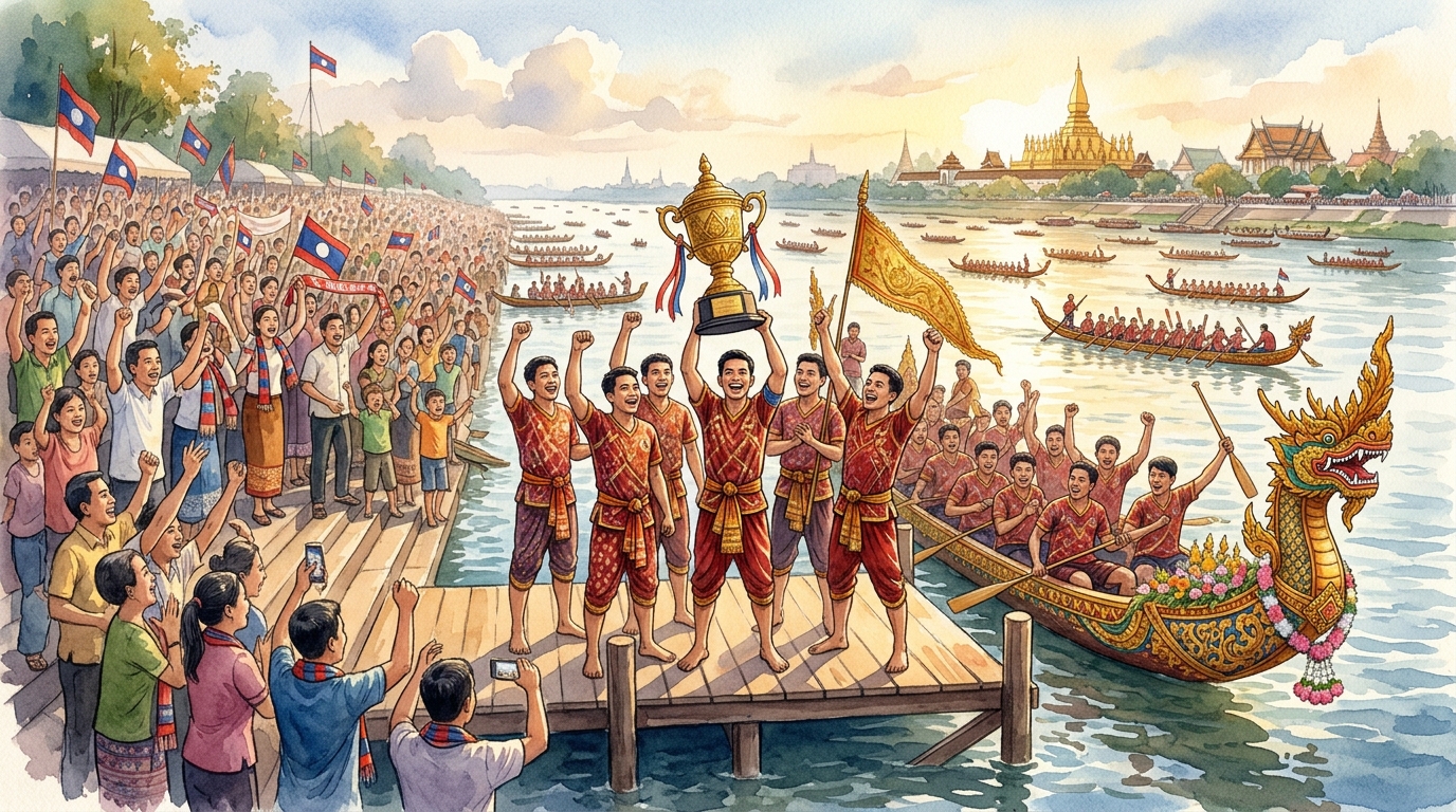 ビエンチャン伝統ボートレース祭りが閉幕、知事杯男子長艇はチャンタブリー郡、30人漕ぎは合同開発銀行チームが栄冠