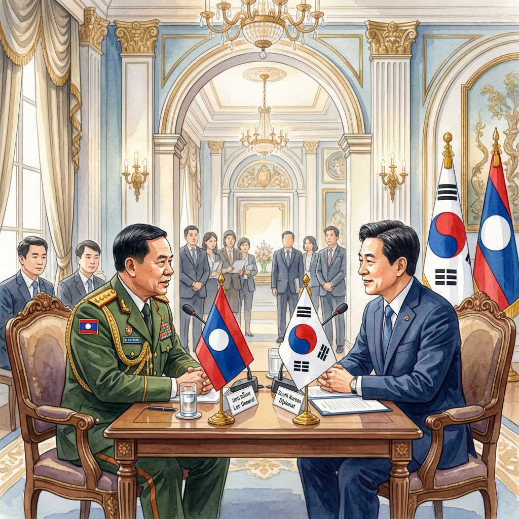 ラオス国防副大臣、退任する韓国大使の表敬訪問を歓迎。安全保障と防衛連携の継続を確認