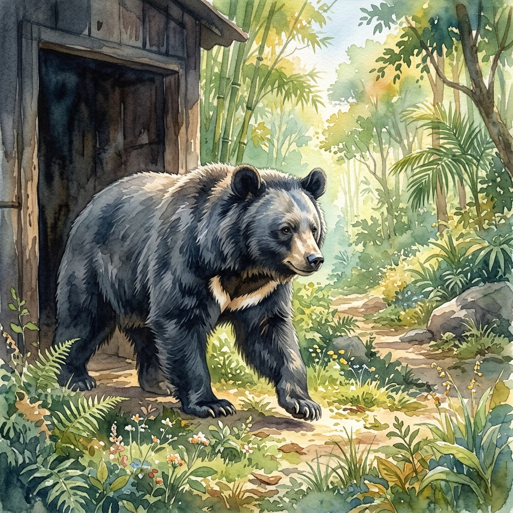 ラオスの違法なクマ牧場から救出されたツキノワグマ、数年ぶりに太陽の下を歩く