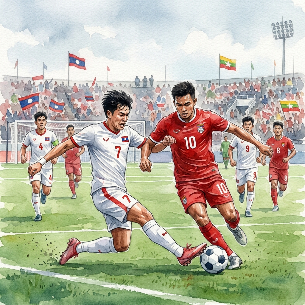 サッカーASEAN選手権2026 グループB、ミャンマー対ラオスの試合が開催