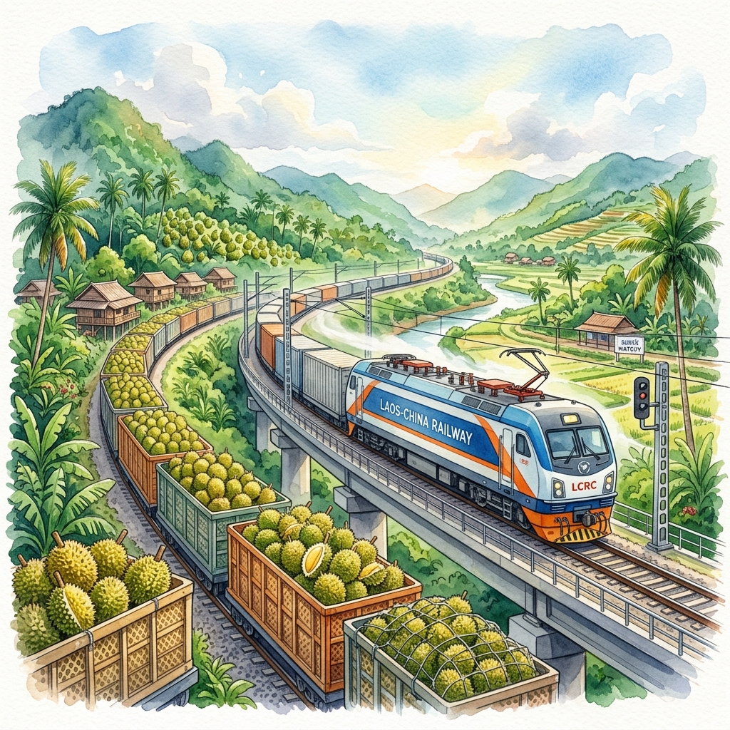 カンボジア産ドリアンの対中輸出が急増、中国ラオス鉄道の新たな輸送ルートが牽引