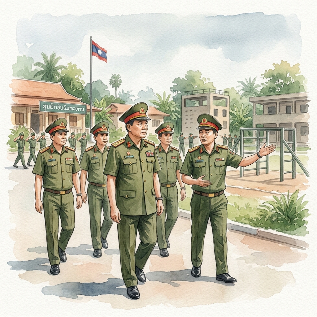 ラオス人民軍第4師団、訓練センターで活動状況の査察を実施
