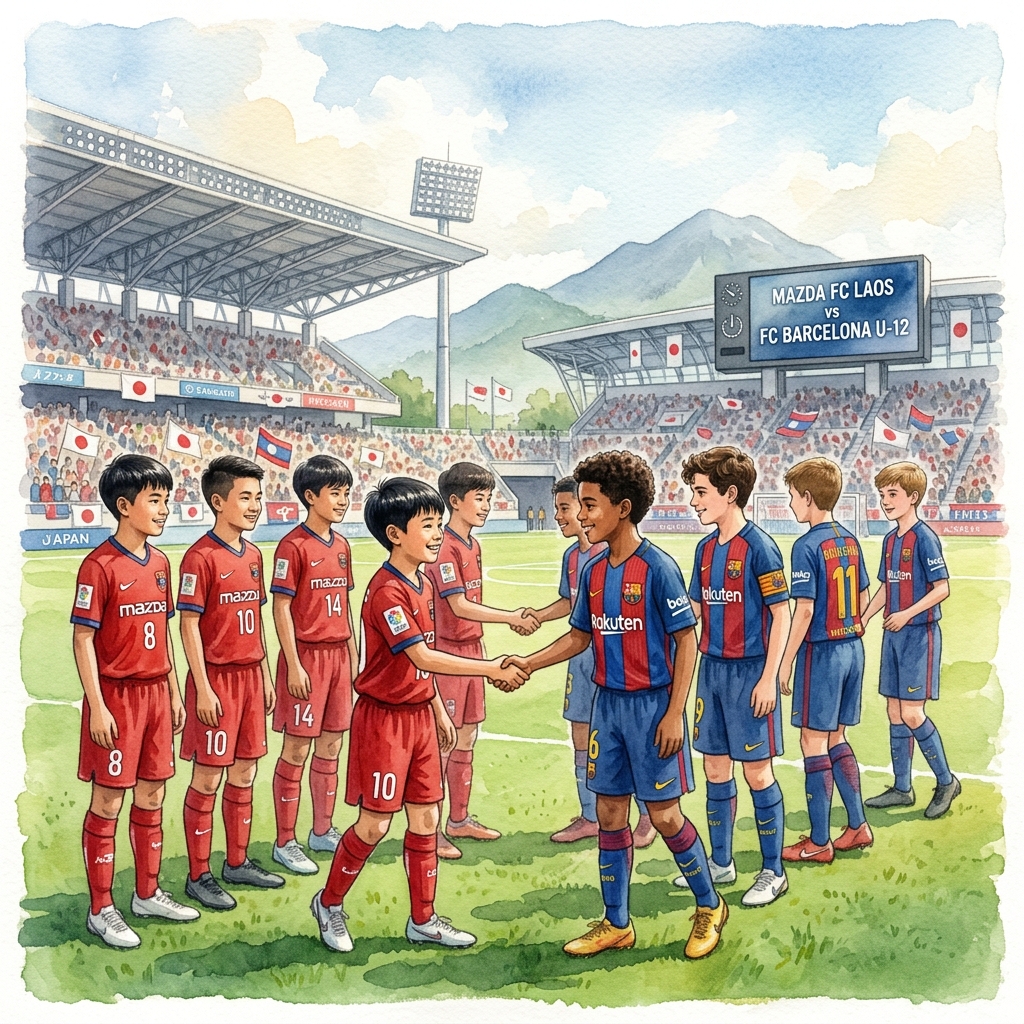 ラオスのマツダFC U-12が日本開催の国際ジュニア大会で名門FCバルセロナU-12と決勝対決
