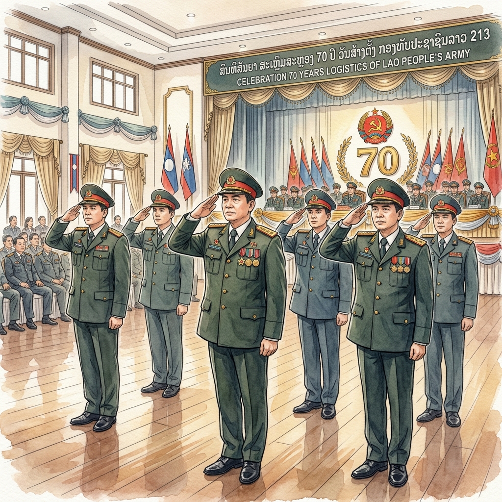 ラオス人民軍第213連隊、軍後方支援・兵站部門創立70周年記念式典・講演会を開催