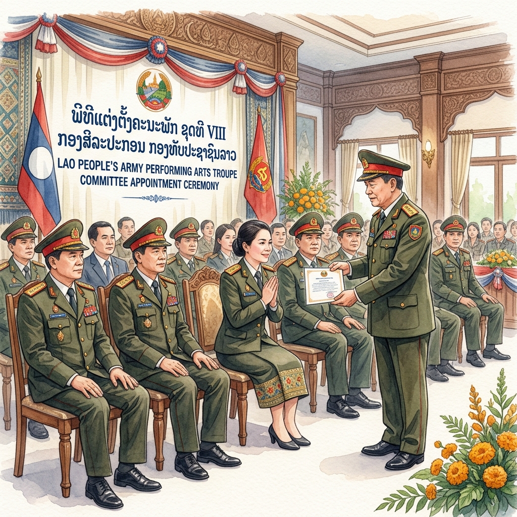 ラオス人民軍アンサンブル劇団（芸術隊）、新党部委員会役員人事任命式を挙行