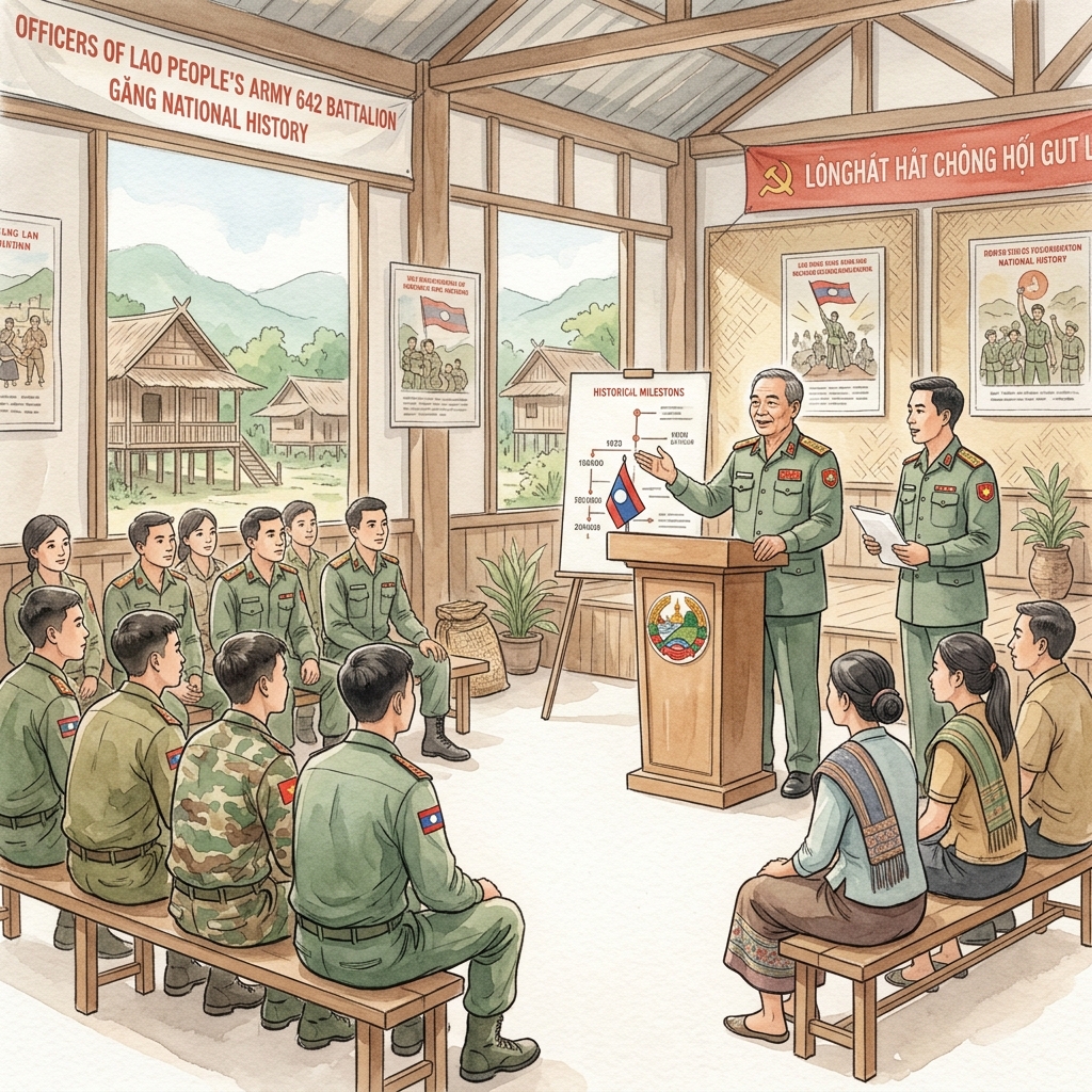 ラオス人民軍第642大隊、国家歴史記念日を称える政治講話・思想教育大会を開催