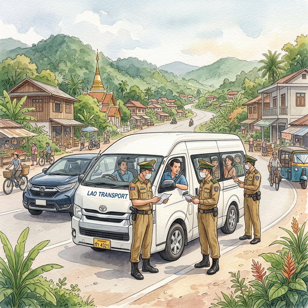 サイニャブリー県ホンサ郡、自家用車・貨物車による違法な無許可旅客運送に対する全面厳禁と処罰を告発