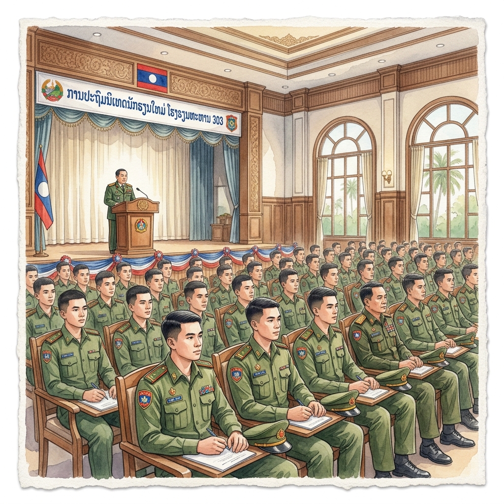 ラオス人民軍第303幹部学校、2026-2027学年度の軍事訓練計画および新規則指導会を開催