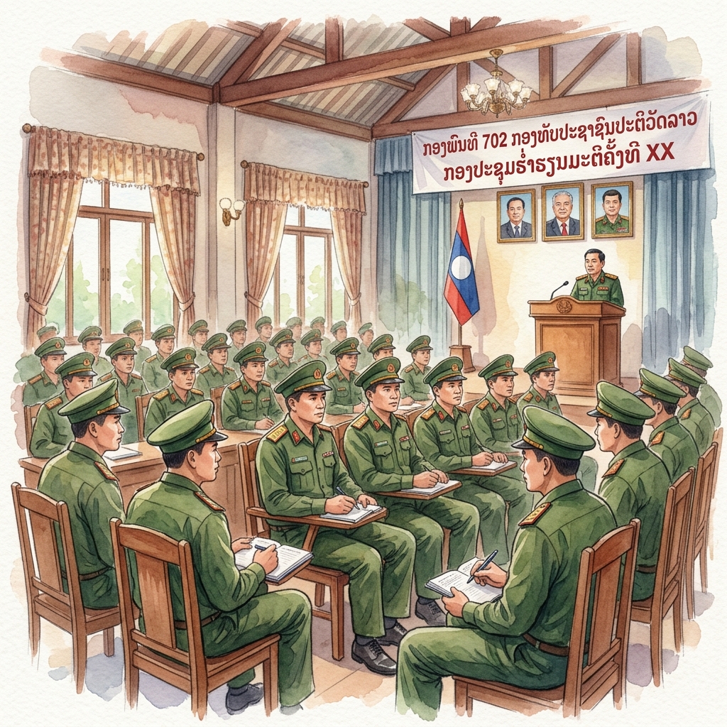 ラオス人民軍第702旅団、党第12回全国大会決議の徹底に関する政治学習決起集会を開催