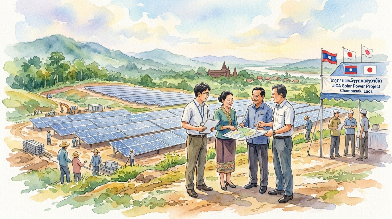 日本とラオスがチャンパサック県での再生可能エネルギー・太陽光発電インフラ協力を加速、脱炭素社会の実現を目指す