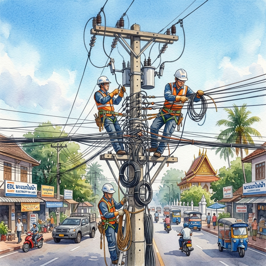ビエンチャン特別市、交通安全と都市景観向上のための「電線地中化・整理事業」を推進