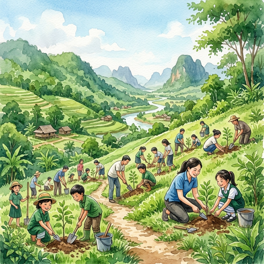 世界環境デー、ラオス政府が全国で350万本の植樹キャンペーンを開始